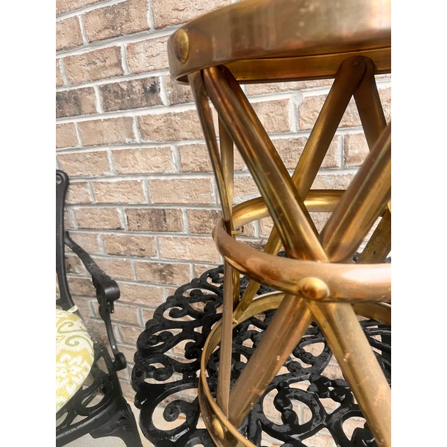 Vintage Mid Century Sarreid Style Brass Stool For Sale - Image 6 of 6