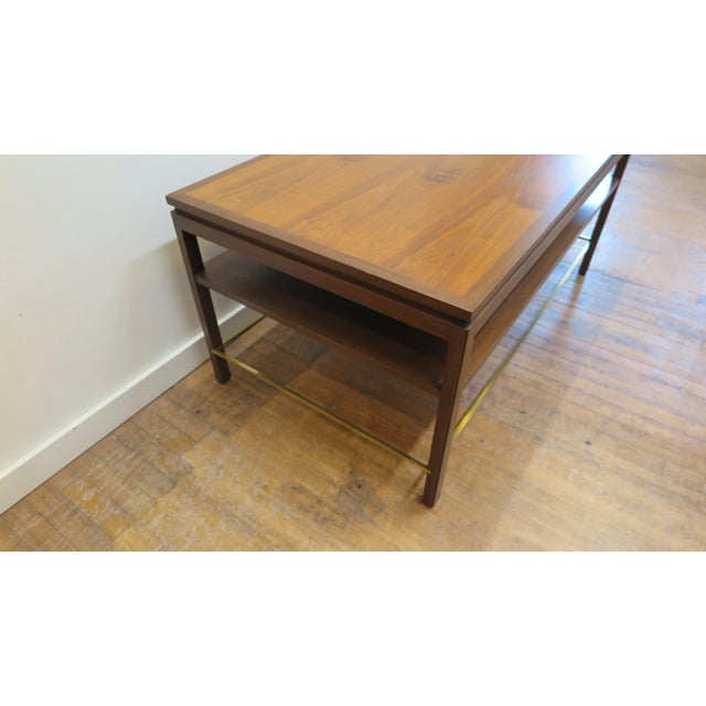 Wood 1960s Dunbar Walnut & Brass Cocktail Table For Sale - Image 7 of 12