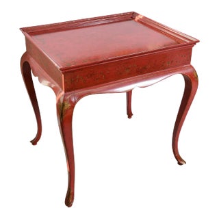 Chinoiserie Red Center Table With Cabriole Legs For Sale