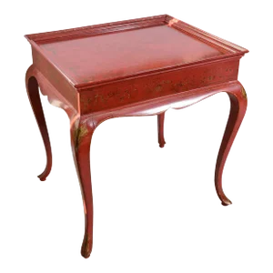 Chinoiserie Red Center Table With Cabriole Legs