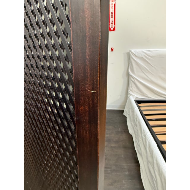 Brown Wood Lattice Folding Screen, Large For Sale - Image 8 of 12