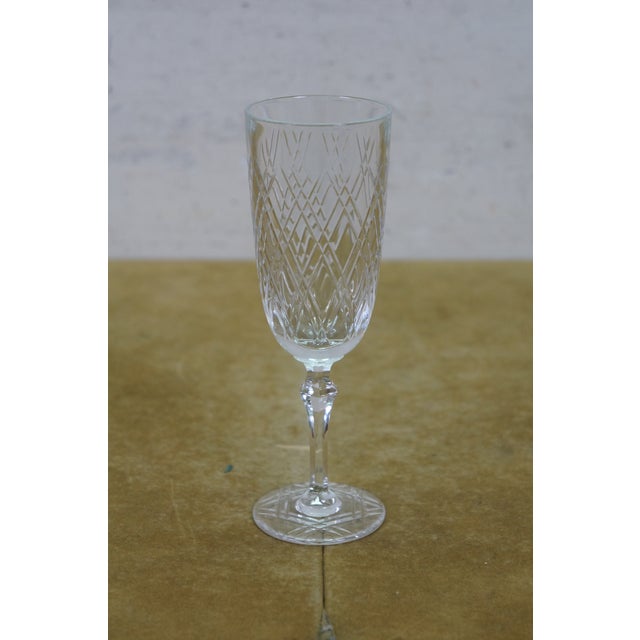 Antique Cut Crystal Stemware Wine Water Goblets Champagne Flutes Cordials - 71 pcs For Sale - Image 4 of 18