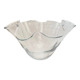 Large Hand Blown Glass Fruit Bowl For Sale