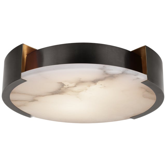 Visual Comfort Kelly Wearstler for Visual Comfort Signature Melange X-Large Flush Mount in Bronze with Alabaster For Sale - Image 4 of 7