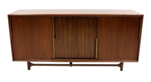 1960s Danish Modern Credenza W/ Sliding Doors
