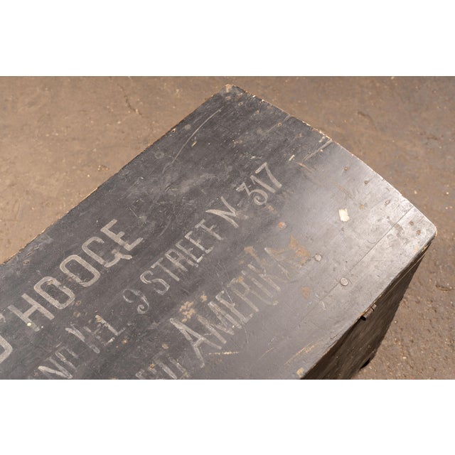 Black Late 19th Century "Jules D’Hooge" Belgian Immigrant Trunk For Sale - Image 8 of 10