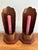 Wood Mid 20th Century Hammered Copper Scalloped Candlestick Holders on Wood Base For Sale - Image 7 of 9