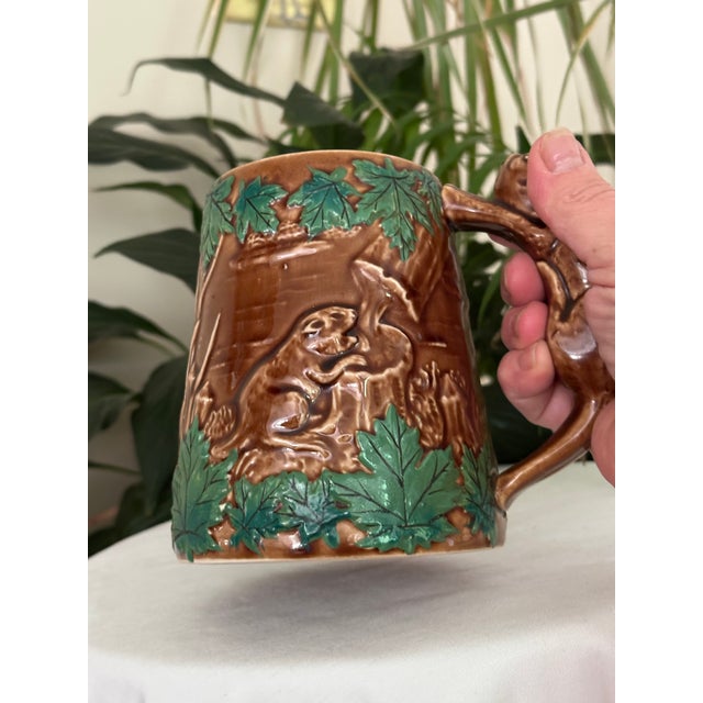 Vintage Shafford Ceramic Beaver Mug Hand Painted Relief Art Pottery Stein For Sale - Image 11 of 11