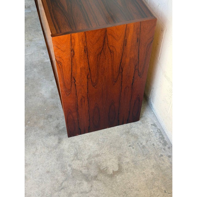 Wood Danish Rosewood Modern Credenza Long Low Sideboard Storage Unit Furniture Denmark 1960s For Sale - Image 7 of 10