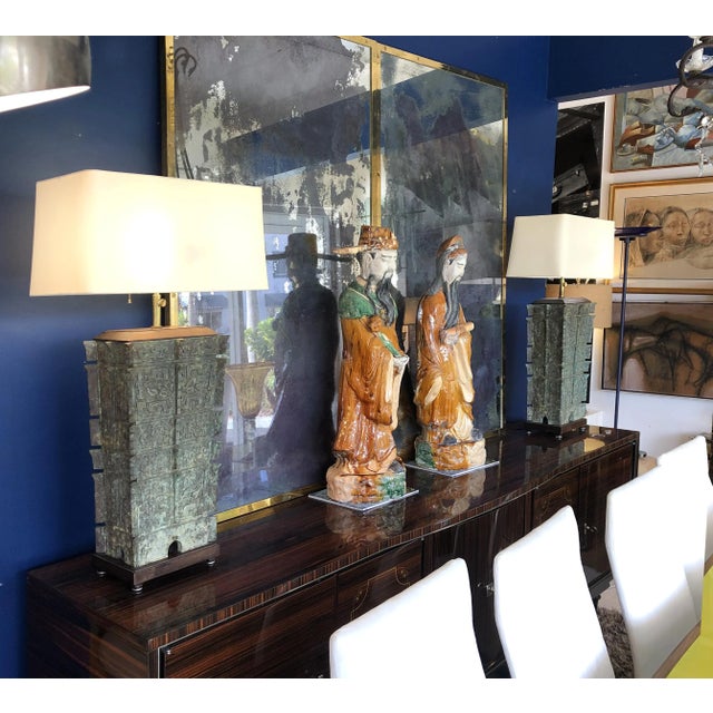 Vintage Chinese Bronze Vessels Mounted as Lamps- Pair Offered for sale is a pair of Vintage Chinese bronze vessels mounted...