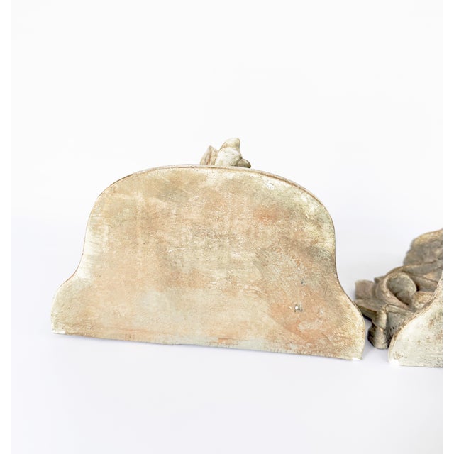 Alabaster Vintage French Botanical Regency Serge Roche Wall Brackets For Sale - Image 8 of 9