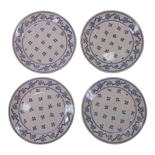 Vintage English Traditional Laura Ashley Blue Petite Fleur Johnson Brothers Bread Plates - Set of 4 For Sale