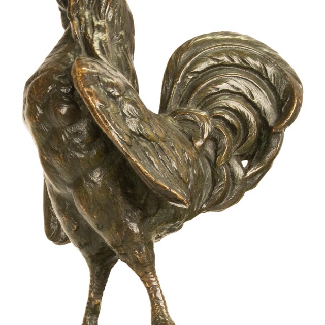 Antique French Bronze Animalier Sculpture Statue Rooster Cockerel Chicken by Louis-Albert Carvin, 1900 For Sale - Image 13 of 14