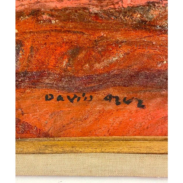 Red David Azuz, Israeli French David Azuz Naive Oil Painting Paris Bar Scene Colorful Fauvist, 1975 For Sale - Image 8 of 13