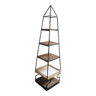 Arthur Umanoff Iron Obelisk Pyramid-Form Freestanding Shelving Unit/Etagere For Sale