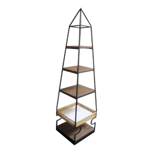 Arthur Umanoff Iron Obelisk Pyramid-Form Freestanding Shelving Unit/Etagere