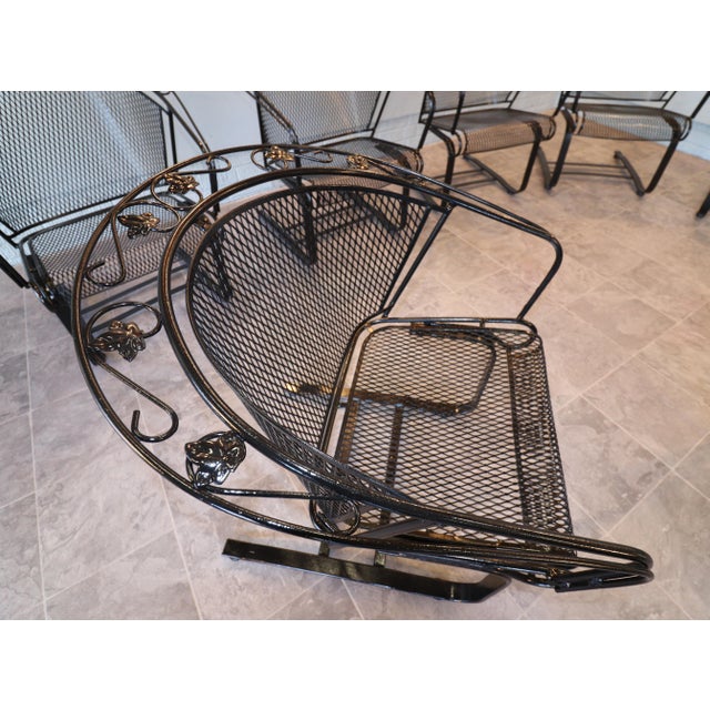 1955–1965 Russell Woodard “Ivy Leaf” Wrought Iron Barrel Rocker Casual Chairs — Set of Eight, Attributed For Sale - Image 6 of 14