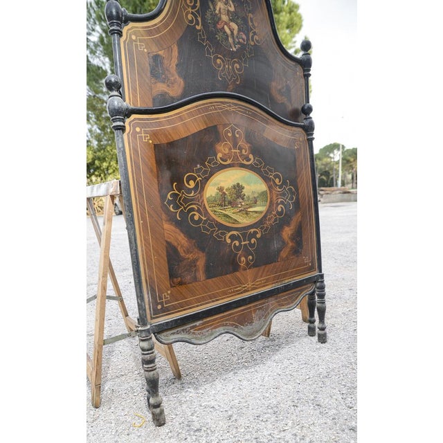 Single Bed in Wrought Iron and Sheet Metal with Putto and Landscape, Italy For Sale - Image 13 of 18