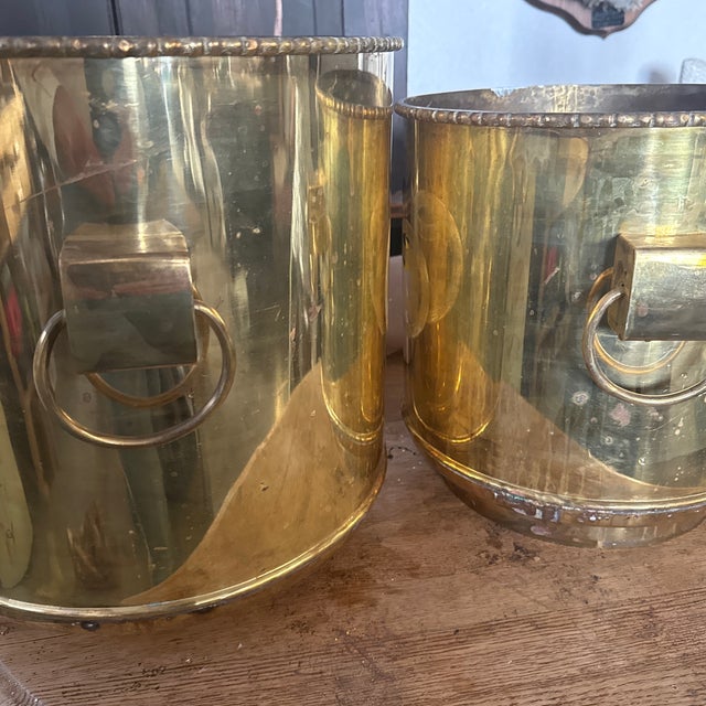 Set of Large Brass MCM Chinoiserie Cachepots For Sale - Image 6 of 6