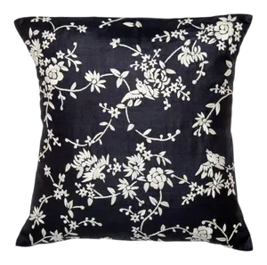 Chinese Garden Black & Ivory Pillow Case, 20" x 20"