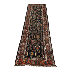 Antique Northwest Persian Runner Army, Sage, Lime Green with Terracotta & Lemon Rug 3.6 x 9.10