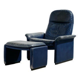 Set of DS 50 Leather Chair and Ottoman from de Sede, 1980s For Sale