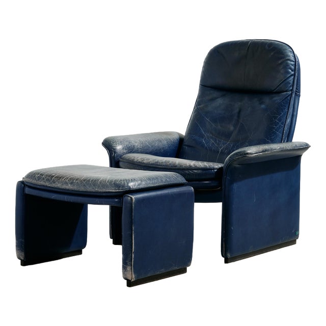 Set of DS 50 Leather Chair and Ottoman from de Sede, 1980s For Sale