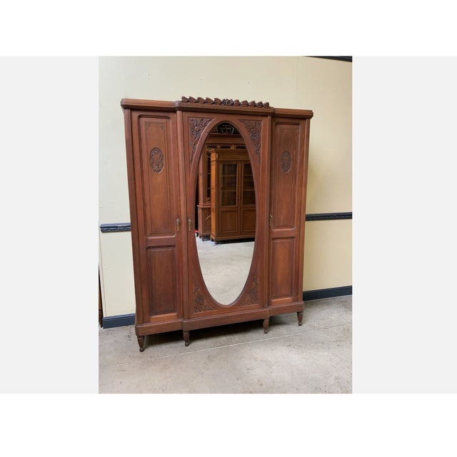 Antique Art Nouveau Wardrobe with Linen Compartments, 1910 For Sale - Image 11 of 11