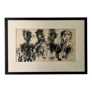 1962 Original Pen & Ink Drawing by Swedish Artist Hans Blomqvist For Sale
