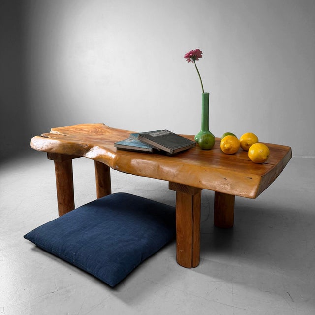 Japanese Organic Live Edge Side Table in Zelkova Wood, 1960s For Sale - Image 4 of 12