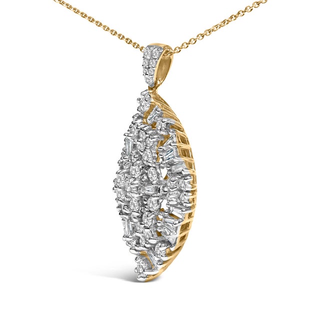Contemporary 14K White and Yellow Gold 2.00 Cttw Diamond Cluster Pear Shaped Pendant Necklace (G-H Color, SI2-I1 Clarity) -20" Inches For Sale - Image 3 of 5