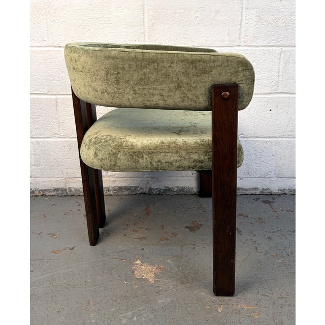 Mid-Century Modern Walnut Chair With Plush Green Upholstery For Sale - Image 4 of 13
