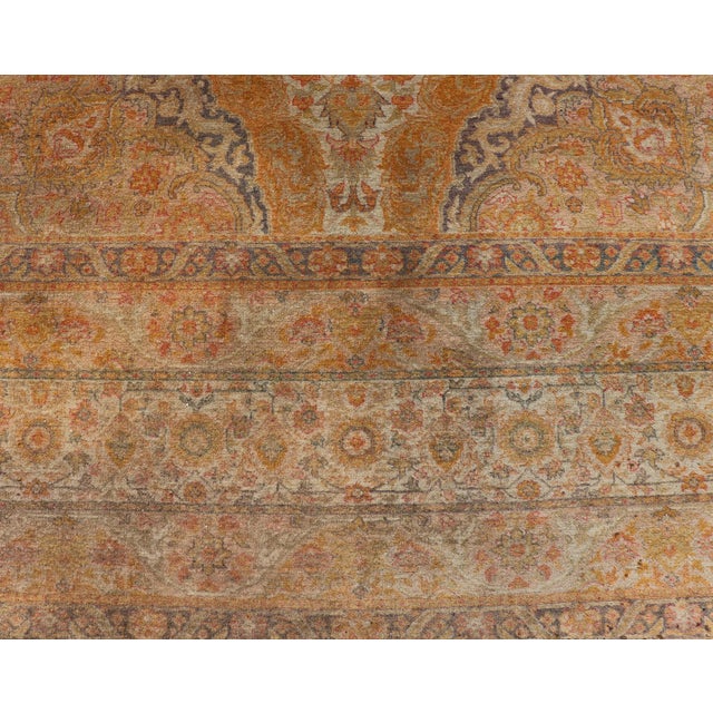 Antique Indian Amritsar Rug With Soft Gold Field and Elegant Floral Design For Sale In Atlanta - Image 6 of 14