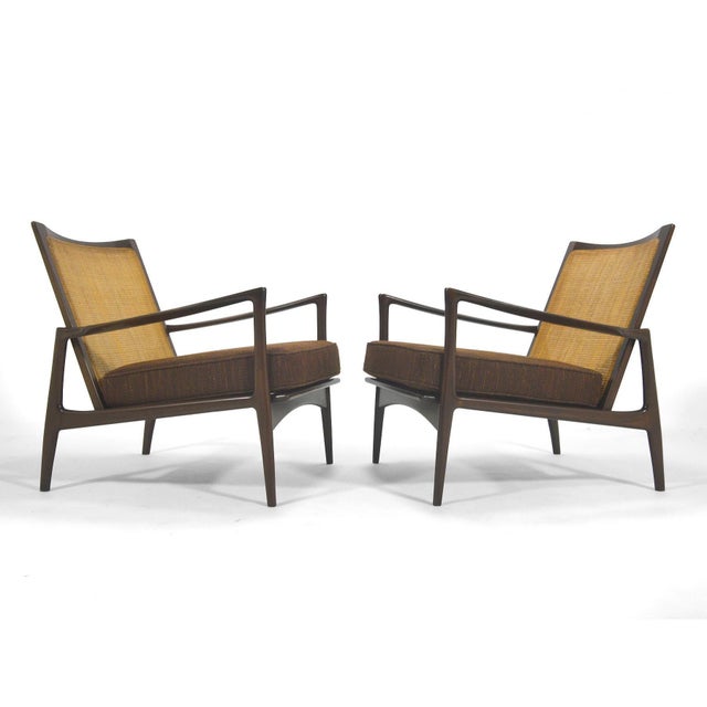 Mid-Century Modern Ib Kofod-Larsen Cane-Back Lounge Chair (Pair) For Sale - Image 3 of 11