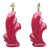 Vintage 1980s Postmodern Cranberry Red Sculptural Wave Ceramic Table Lamps - A Pair For Sale
