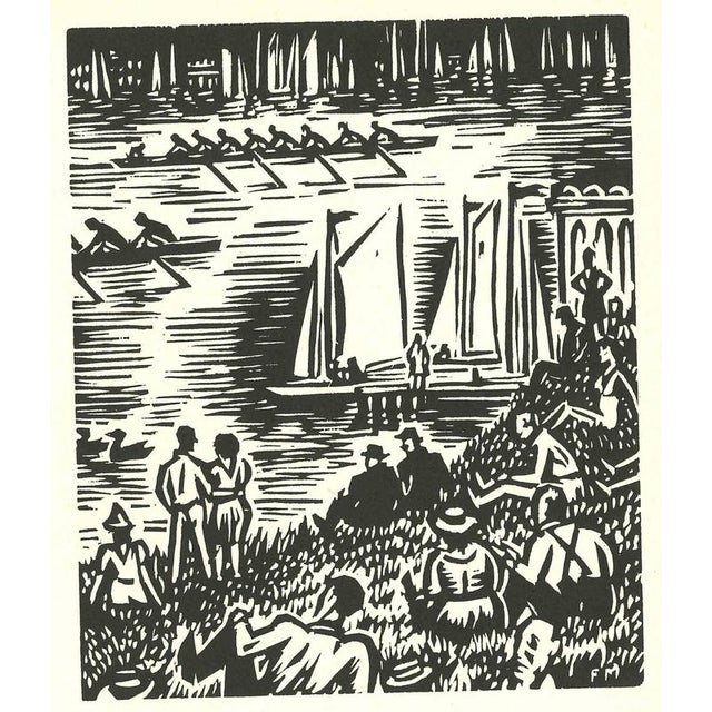 Modern Frans Masereel, Spare Time Before the River, 1964, Woodcut For Sale - Image 3 of 3