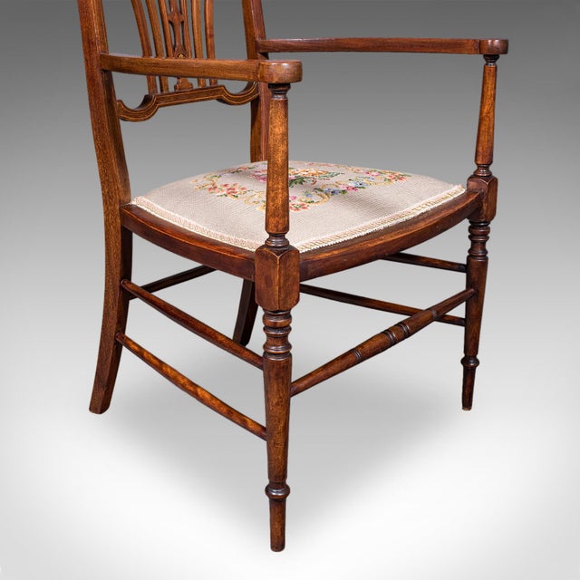 Antique Elbow Chair, English, Beech, Morning Room Seat, Art Nouveau, Victorian For Sale - Image 12 of 12