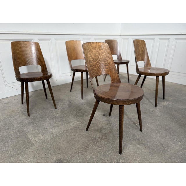 Frosted Brown Chairs from Baumann, 1960s, Set of 6 For Sale - Image 4 of 8