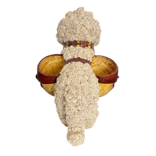 Traditional Mid-Century Faience Spaghetti Glaze St. Bernard Planter & Match Holder With Saddlebags For Sale - Image 3 of 12