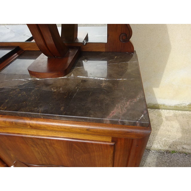 Large Mid-Century Modernn Walnut and Black Marble Cupboard For Sale - Image 17 of 18
