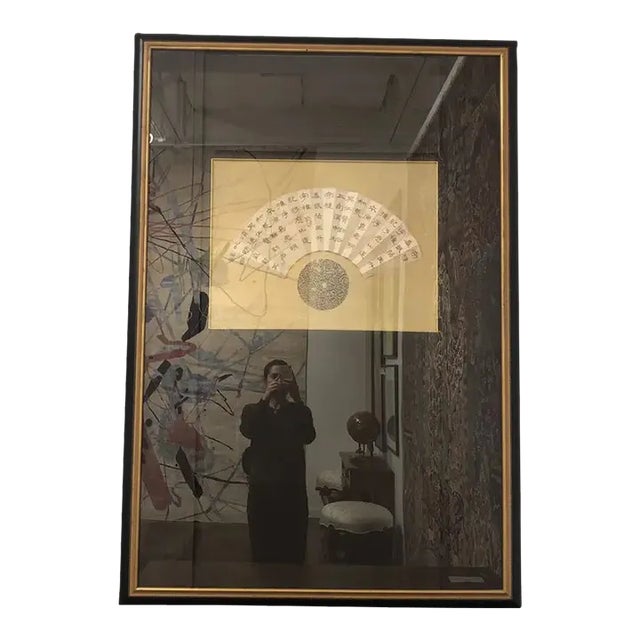 1990s Custom Framed Original Signed Oriental Fan For Sale