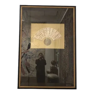 1990s Custom Framed Original Signed Oriental Fan