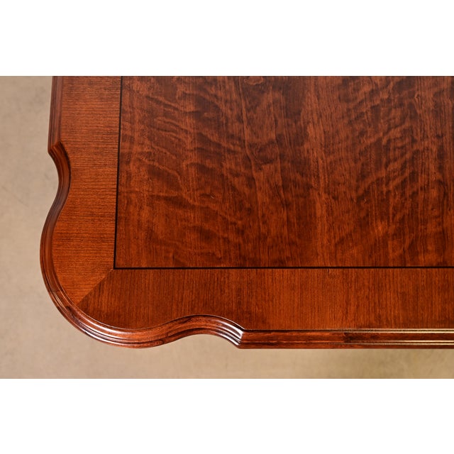 Ethan Allen Queen Anne Solid Cherry Wood Extension Dining Table, Newly Refinished For Sale - Image 10 of 15