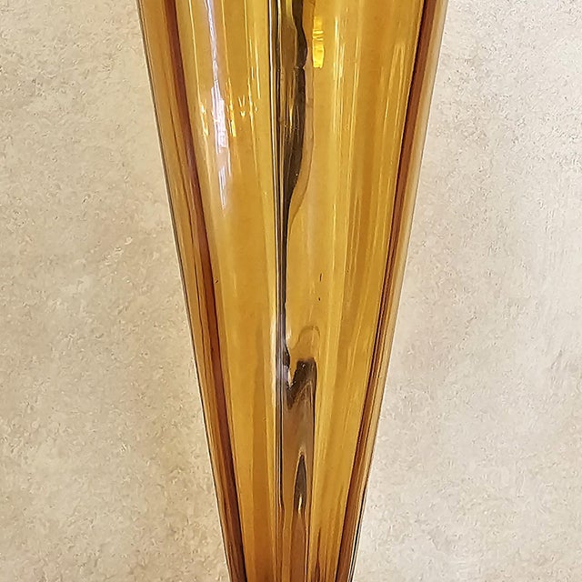 Vintage Murano Amber Art Glass Table Lamp | Neoclassical Italian Style | 1960s For Sale - Image 9 of 18