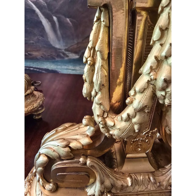 Antique Louis Xv Royal Bronze Pair Gilded Lamps Candleabra - a Pair For Sale - Image 4 of 17