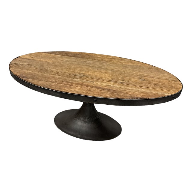 Restoration Hardware Aero Oval Reclaimed Elm Coffee Table For Sale