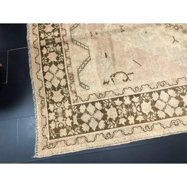 Vintage Turkish Oushak Hand Made Rug For Sale - Image 9 of 11