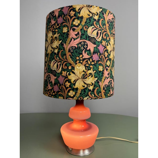 Mauve Mid-Century Belgian Purple Opaline Glass Table Lamp with Floral Shade from Glasfabriek De Rupel, Belgium, 1960s For Sale - Image 8 of 16