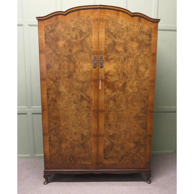 Maple Art Deco Bur Walnut Compact Shelved Wardrobe This Very Stylish Double wardrobe has an arch shaped top and it is set...
