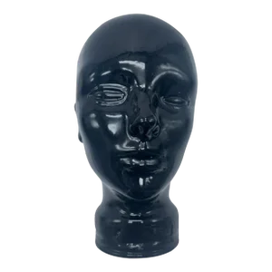 Vintage Glossy Black Glass Mannequin Head